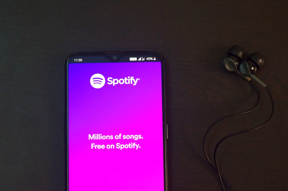 mobile spotify with headphones